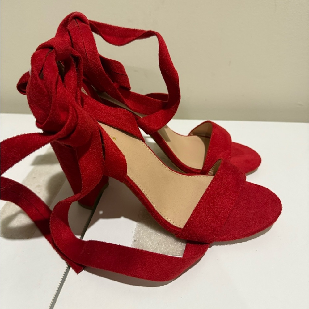 Glaze Vibrant Red Suede Heels